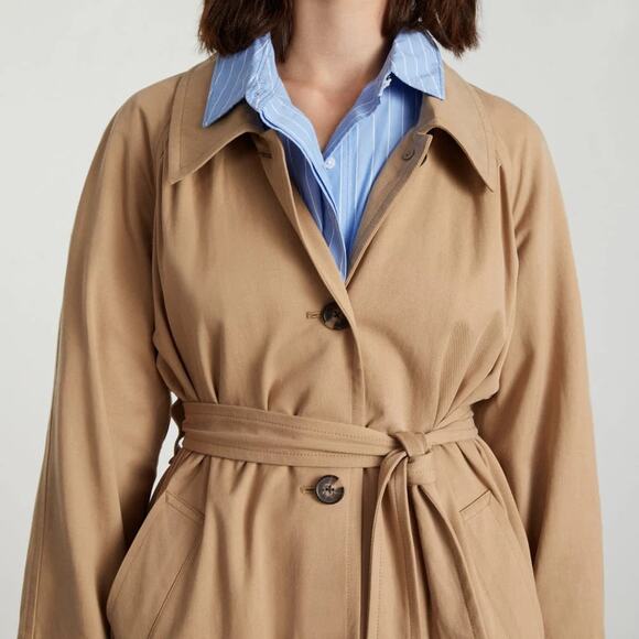 Everlane The Gathered Drape Trench Coat Belted Ash Brown Women Small NWD Classic - Picture 2 of 14